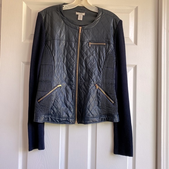 Cache faux leather front Moto jacket with gold colored zippers. Size XL - Picture 10 of 15